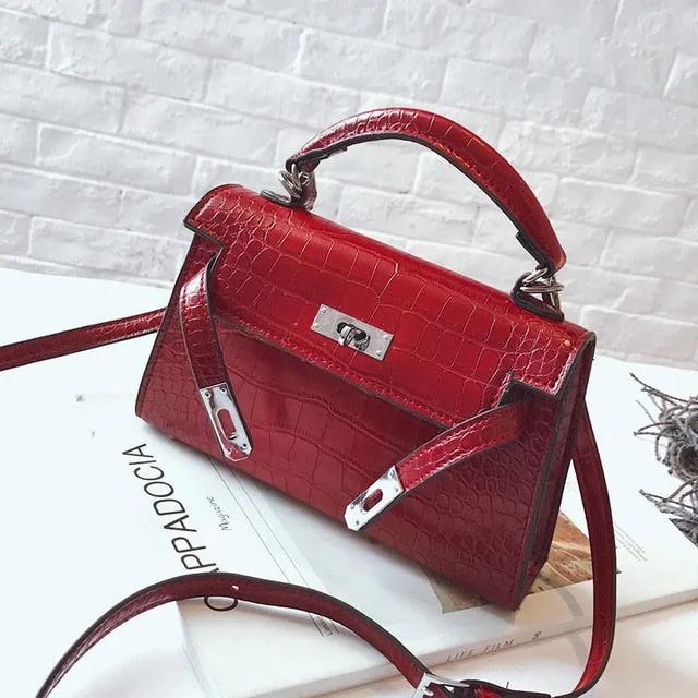 2018 New Crocodile Grain Mini Kate Bag Fashion Trend Stone Pattern Buckle Small Square Shoulder Bag