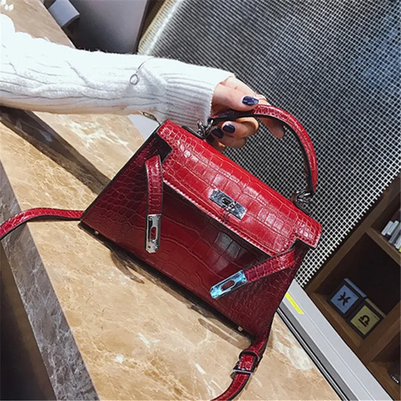 2018 New Crocodile Grain Mini Kate Bag Fashion Trend Stone Pattern Buckle Small Square Shoulder Bag