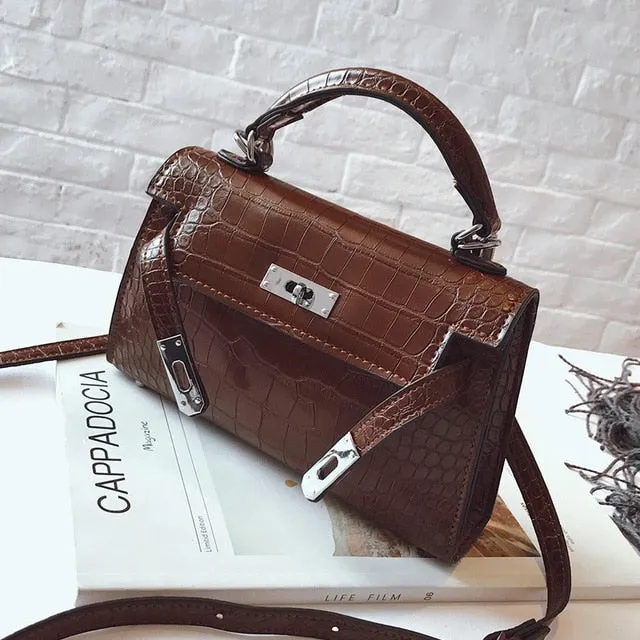 2018 New Crocodile Grain Mini Kate Bag Fashion Trend Stone Pattern Buckle Small Square Shoulder Bag