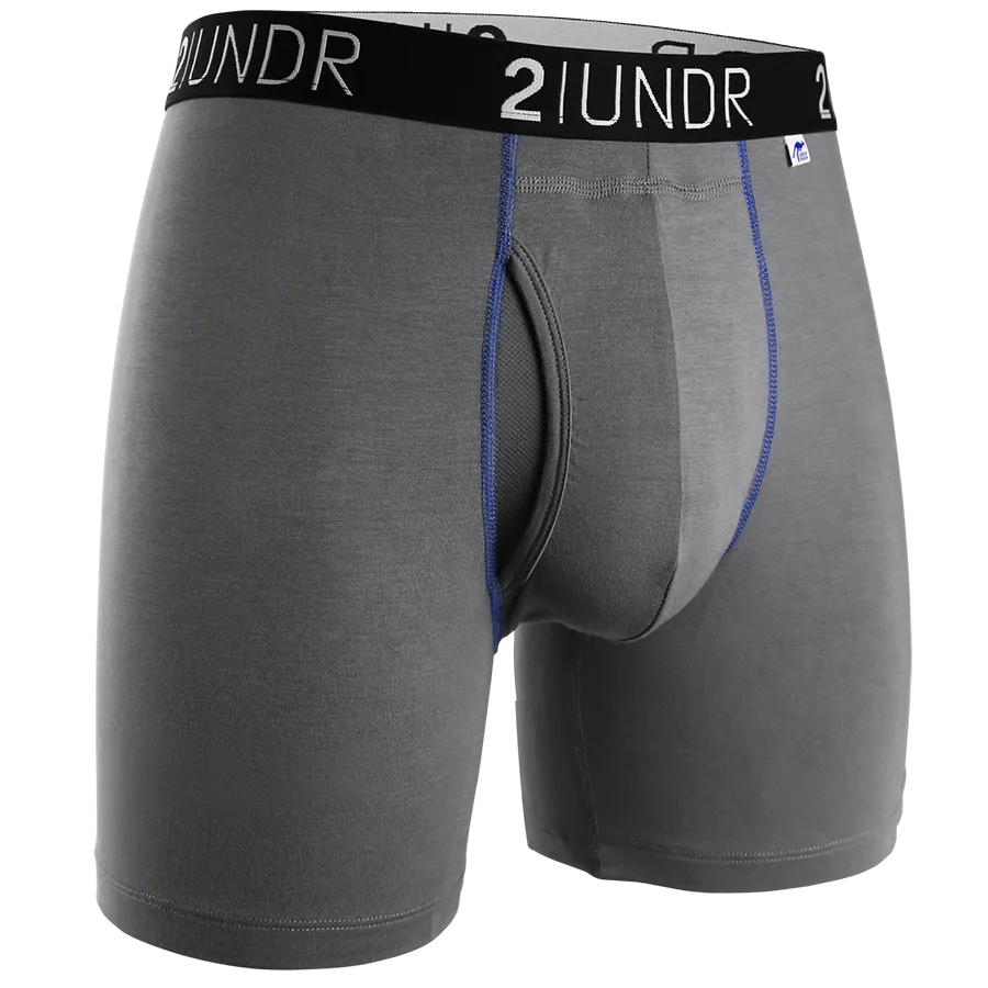 2UNDR Swing Shift 6" Boxer Brief 2U01BB.001 Grey/Blue