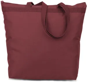 600 denier polyester large tote - maroon Case of 48