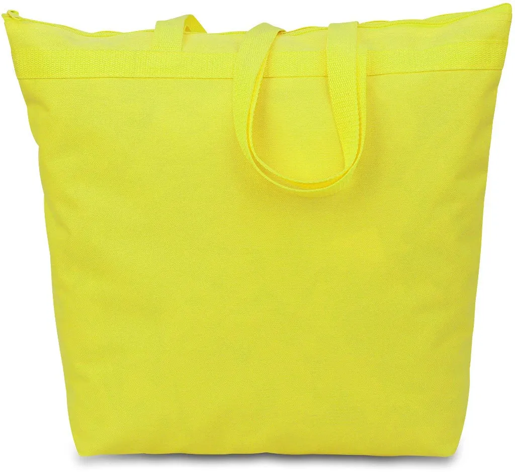 600 denier polyester large tote - safety green Case of 48