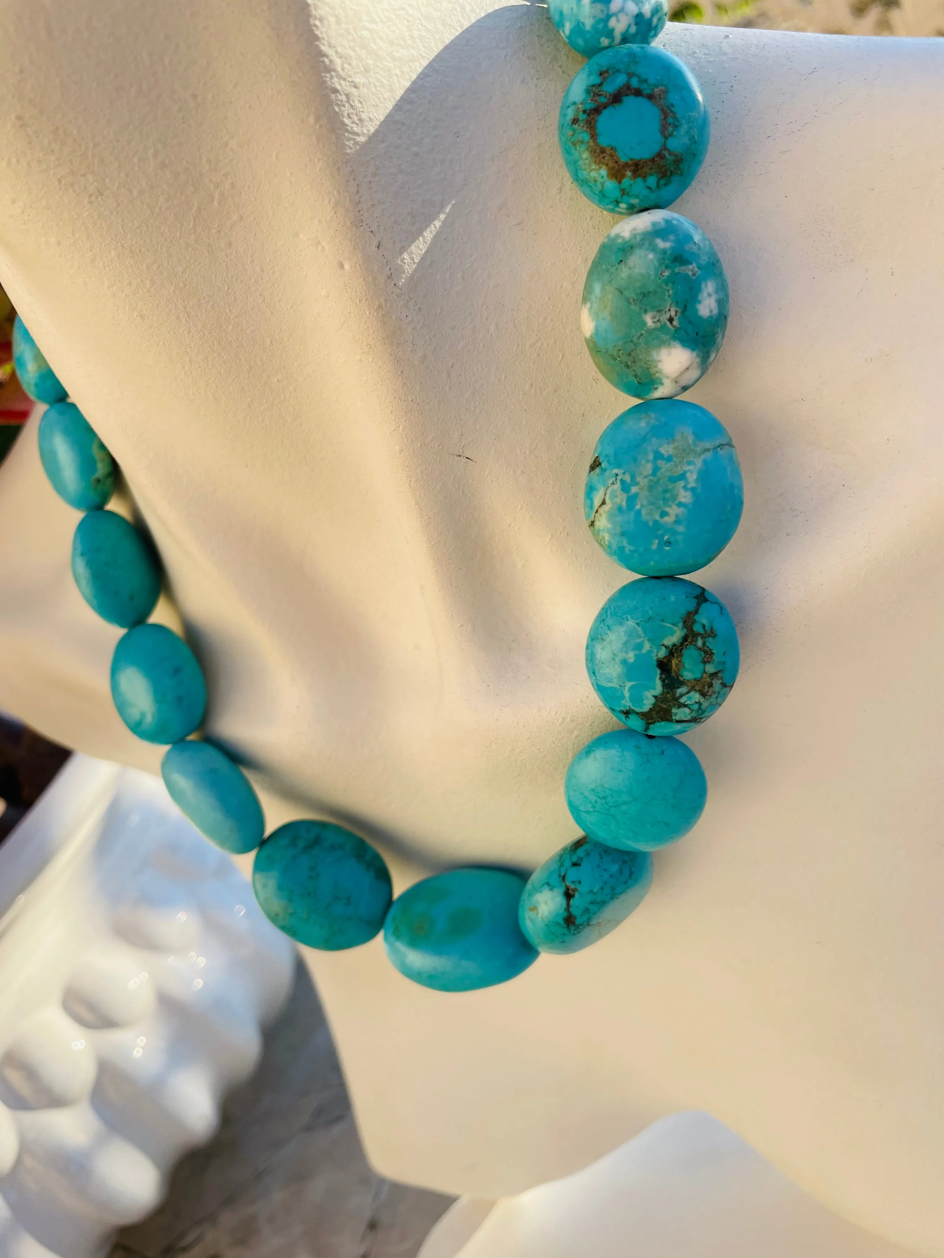 Artisan Chunky Blue Faux Turquoise Stone Beaded Necklace