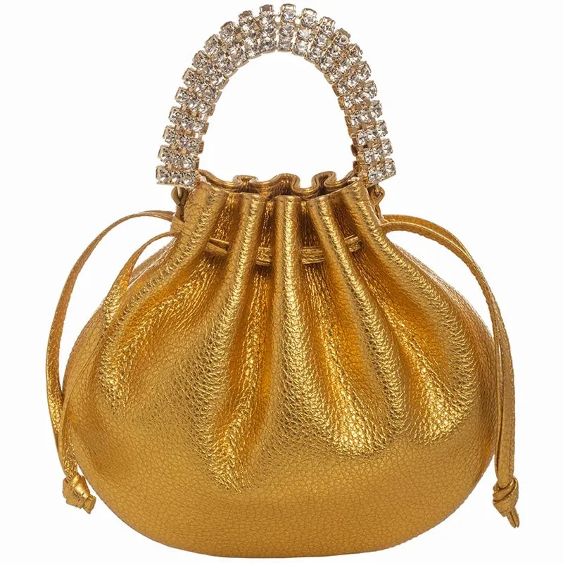 AYLA BAG - GOLD SHIMMER CALF LEATHER - GOLD & TOPAZ STONES - GOLD HARDWARE