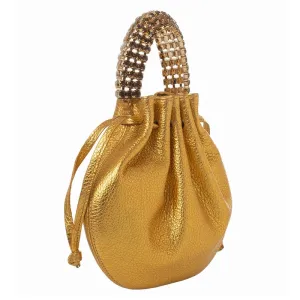 AYLA BAG - GOLD SHIMMER CALF LEATHER - GOLD & TOPAZ STONES - GOLD HARDWARE