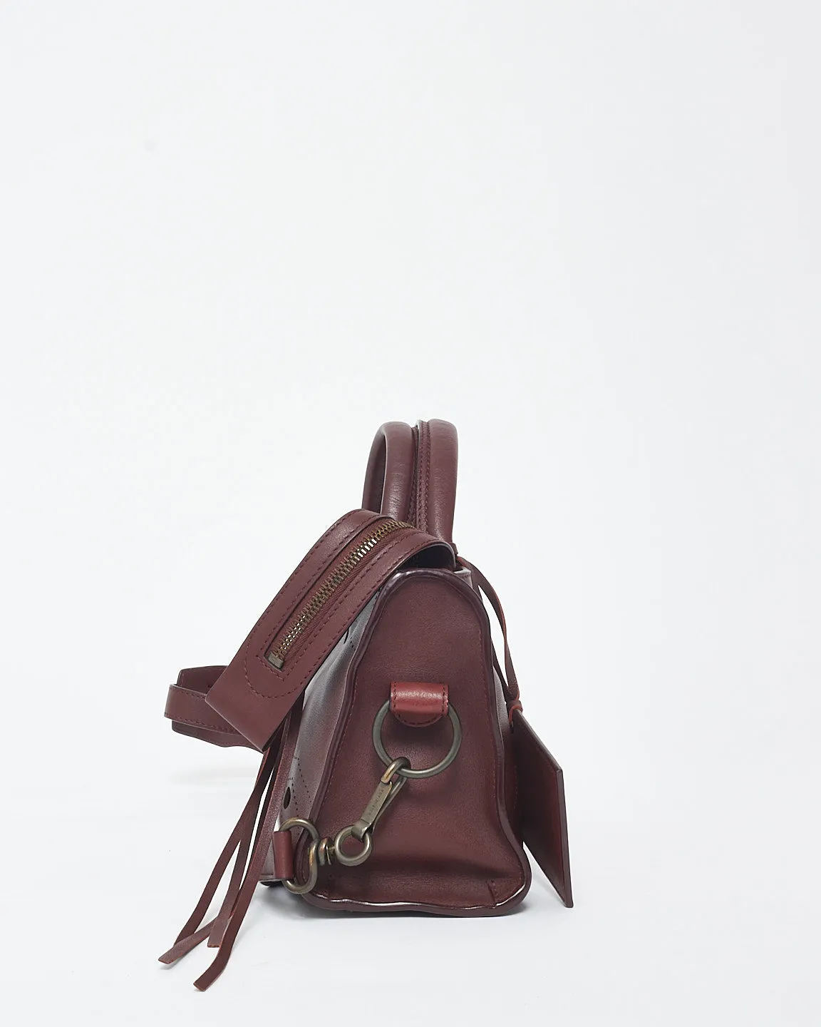 Balenciaga Burgundy Leather Blackout Mini City Bag