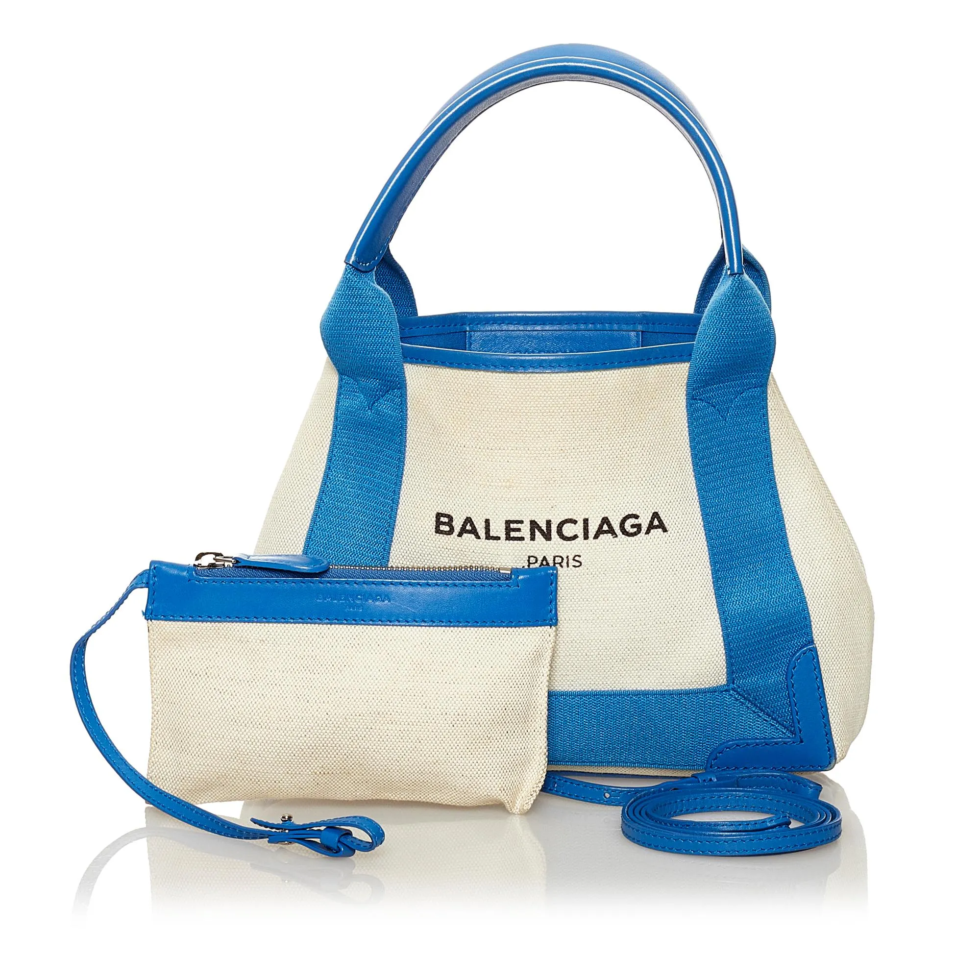 Balenciaga Navy Cabas XS Canvas Satchel (SHG-37718)