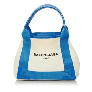 Balenciaga Navy Cabas XS Canvas Satchel (SHG-37718)