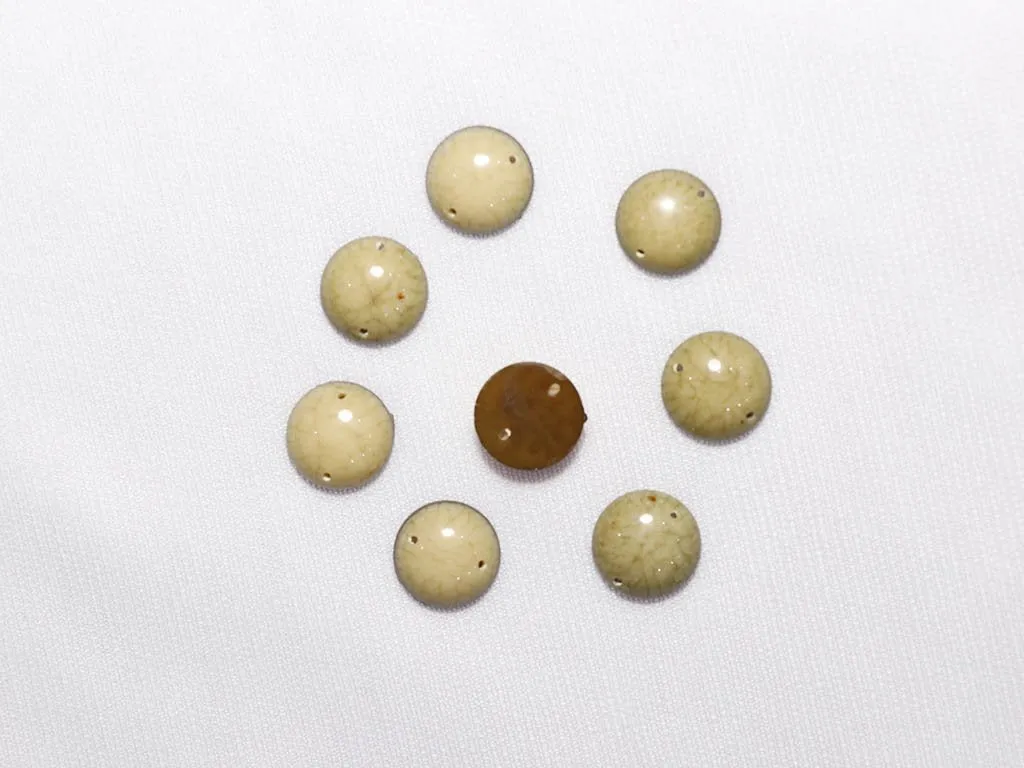 Beige  Designer Dyeable Circular Plastic Stones - 12 mm