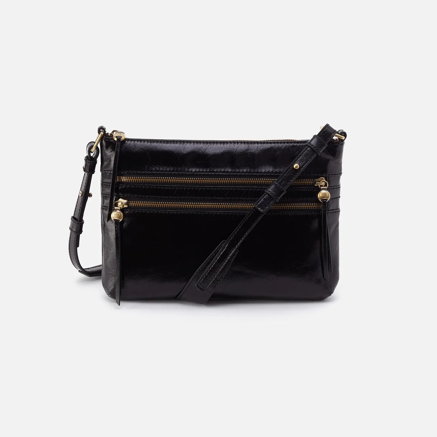 Billie Crossbody In Polished Leather - Black