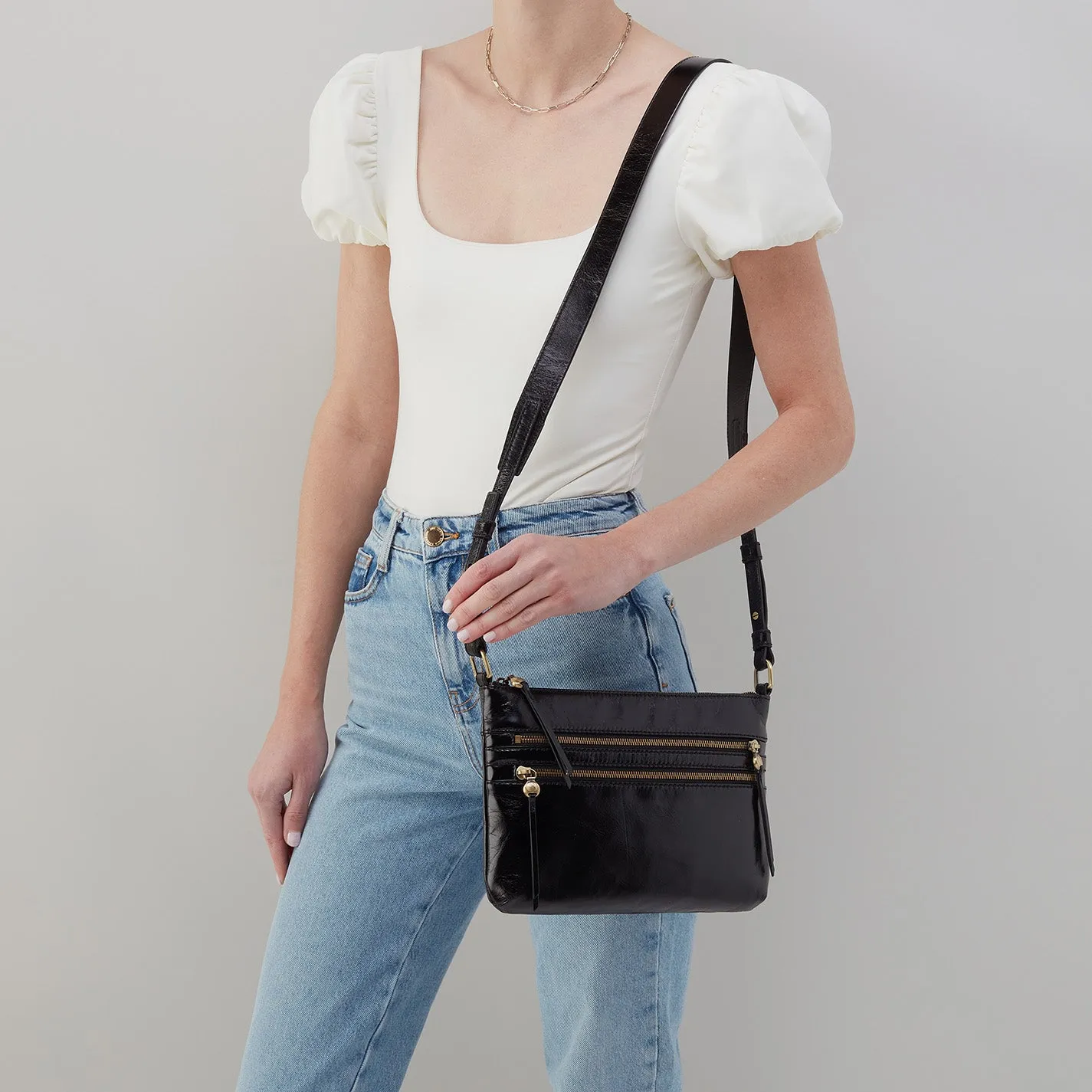 Billie Crossbody In Polished Leather - Black