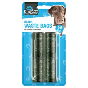 Black Dog Poo Bags 60 Pack - Pet Waste Bags Biodegradable Poop Bags Dispenser-Compatible Leak-Proof