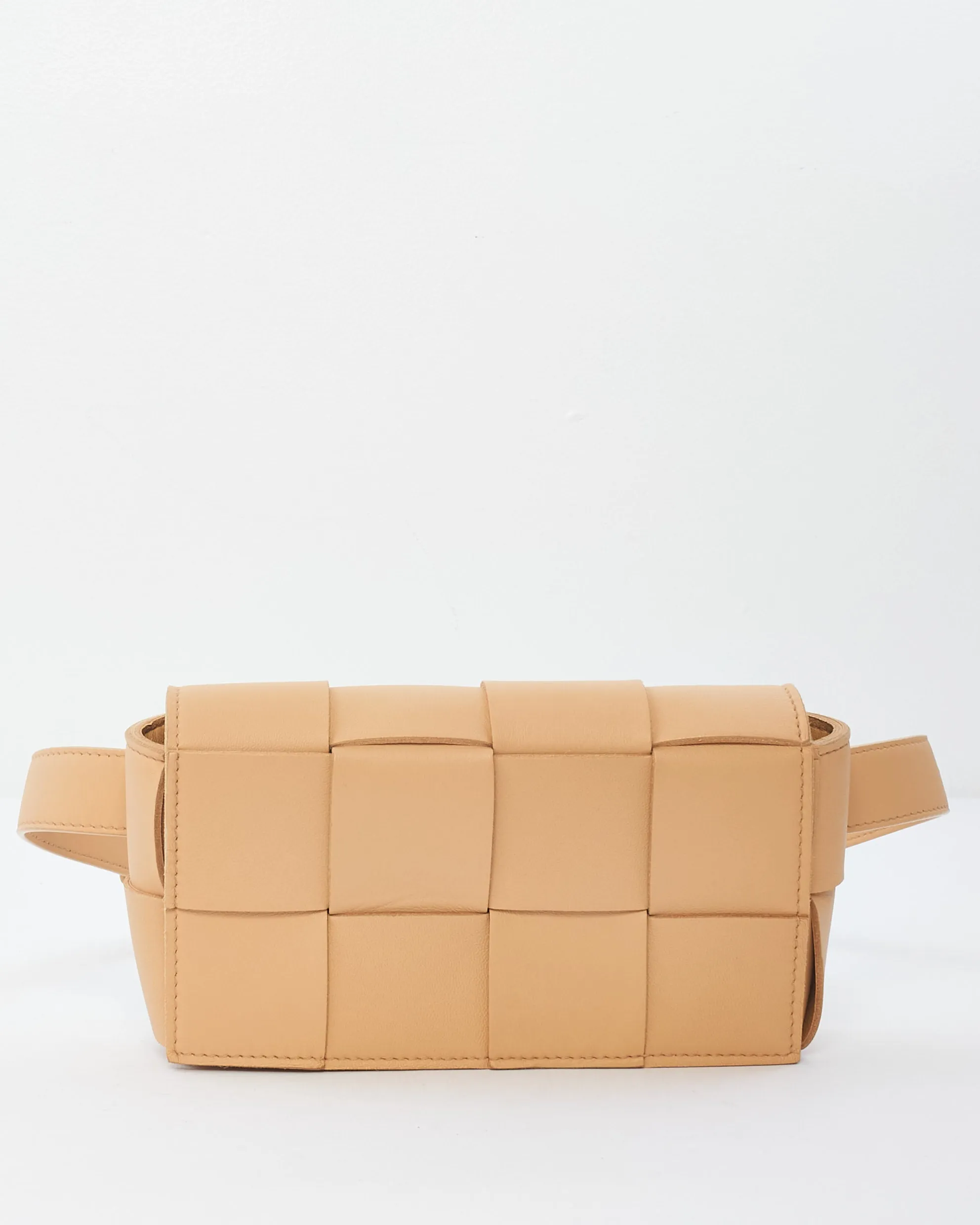 Bottega Veneta Almond Beige Intrecciato Leather Belt Bag