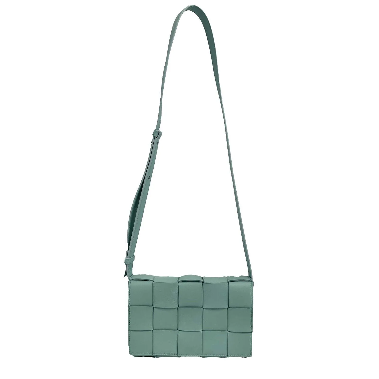 Bottega Veneta - Cassette Intrecciato Lambskin Teal Washed Shoulder Bag