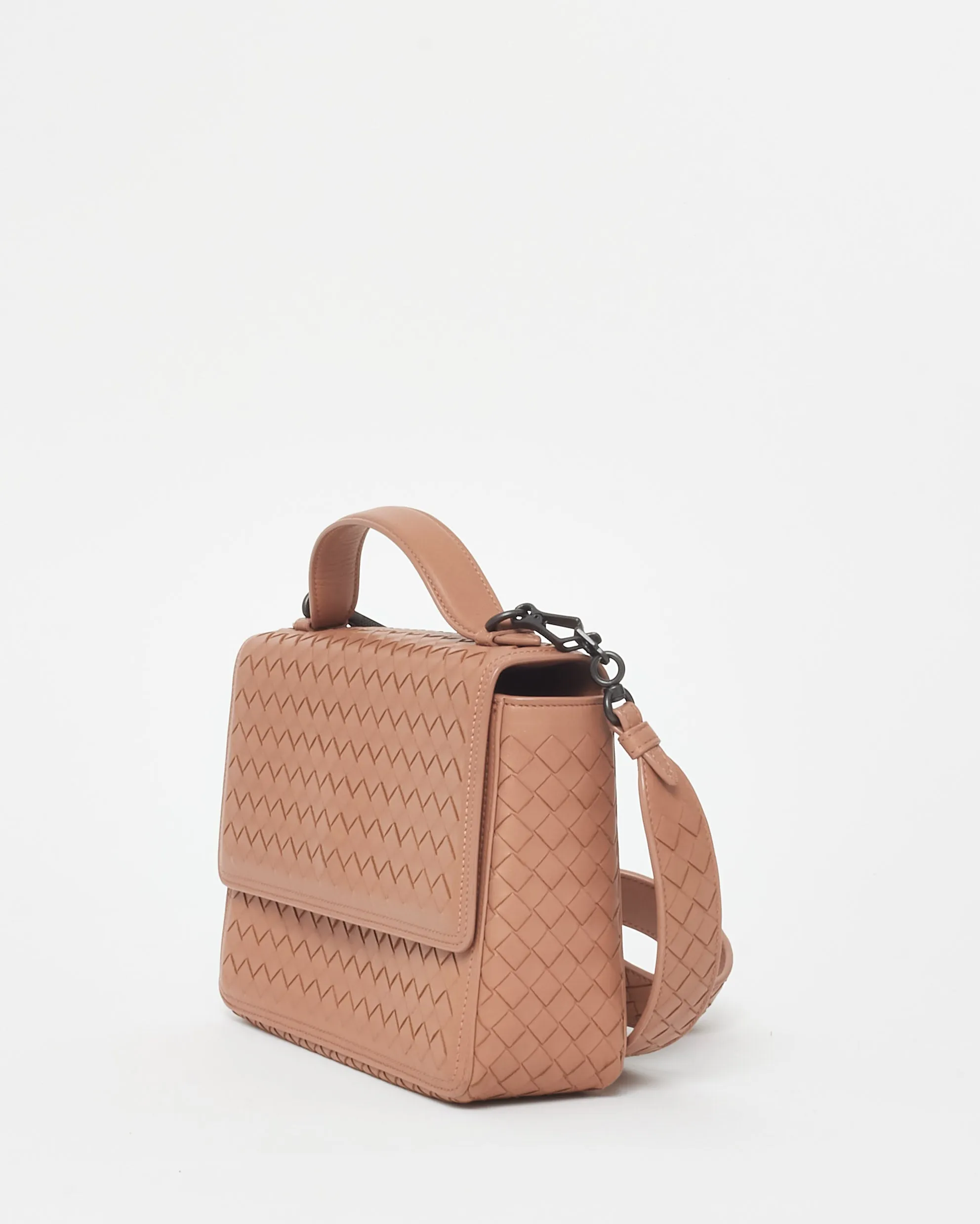 Bottega Veneta Vintage Blush Pink Leather Intrecciato Top Handle Bag