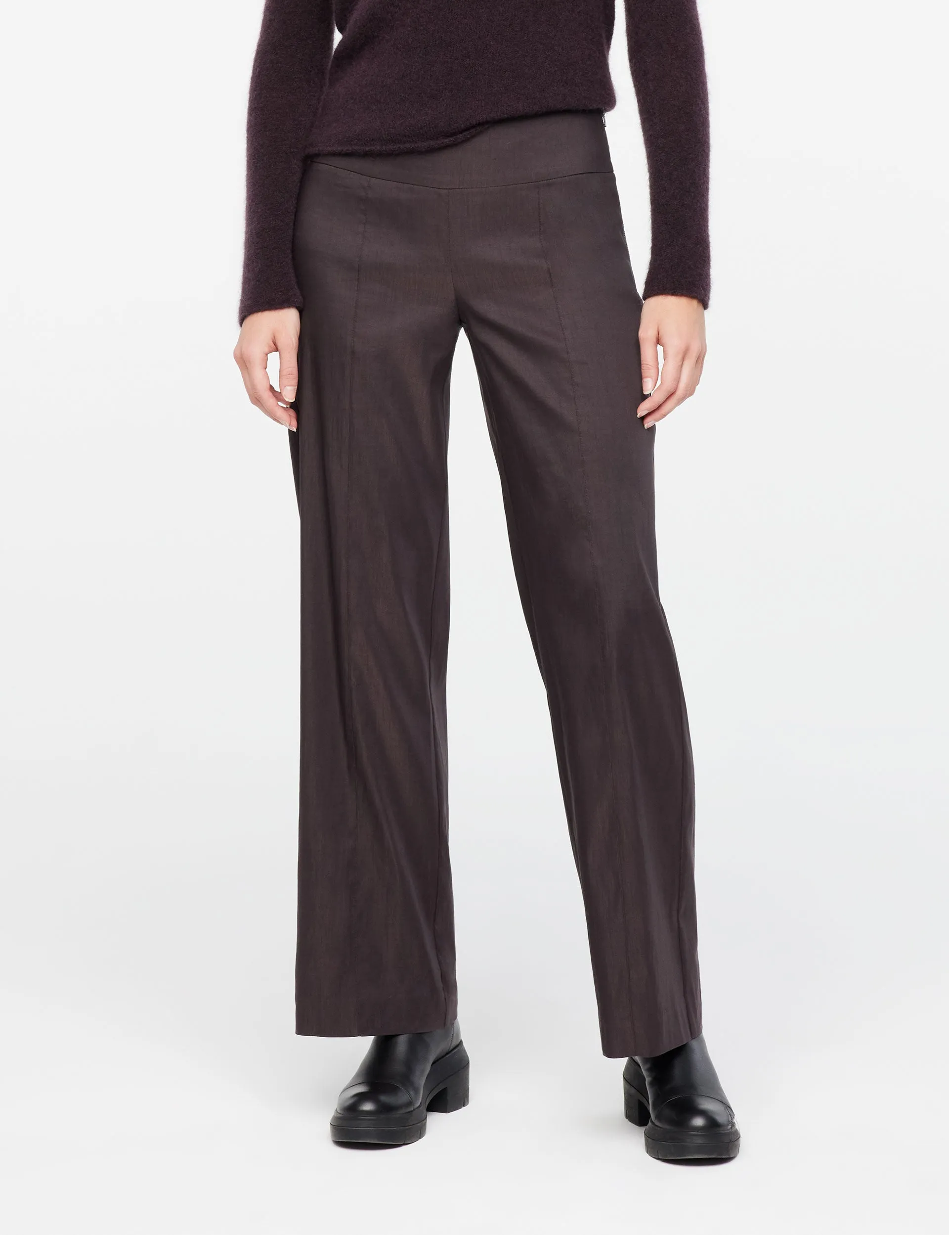 Chloe Stretch Linen Pants - Plum