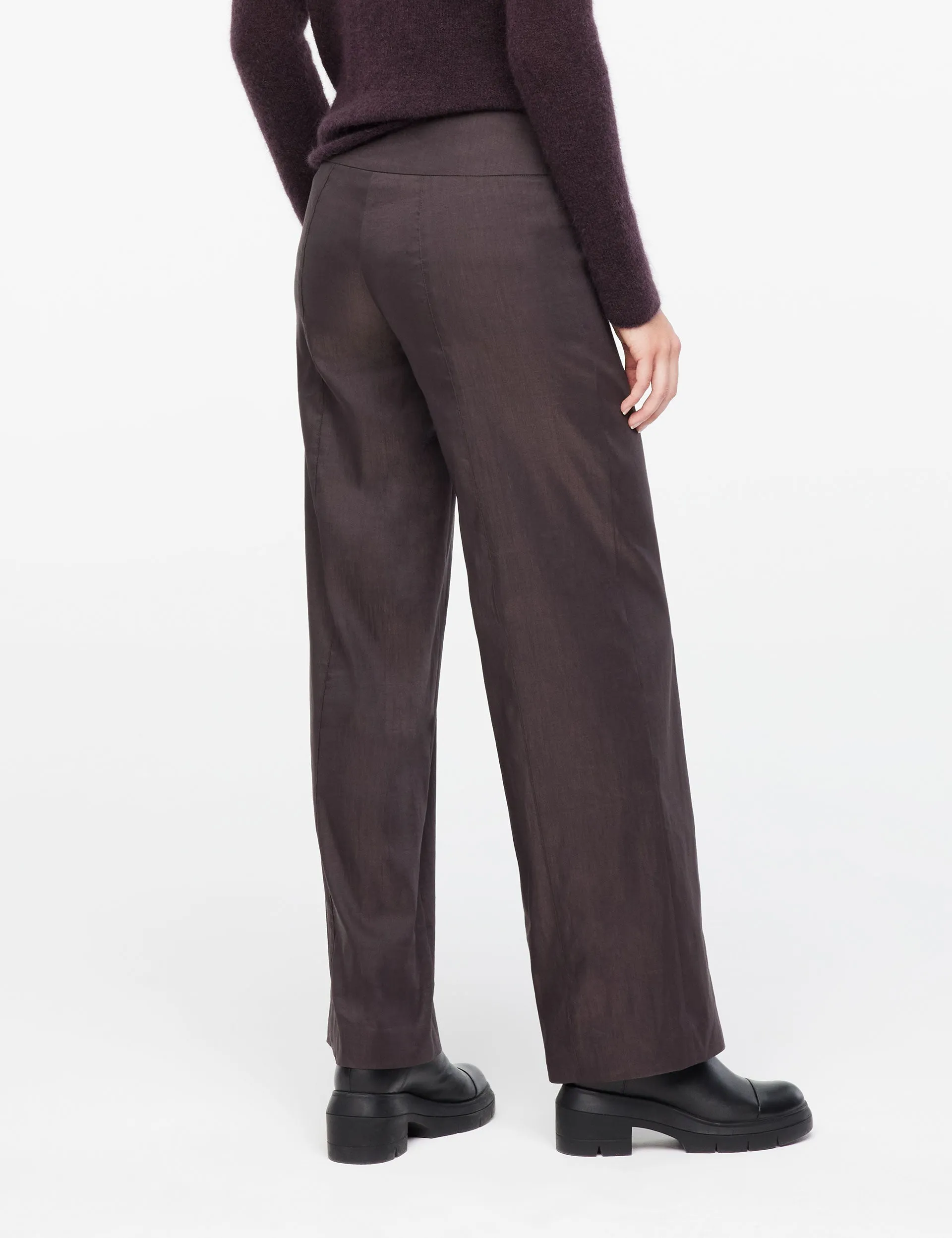 Chloe Stretch Linen Pants - Plum