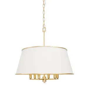 Coco 364P06MWFG 6-Light Pendant Light - Matte White/French Gold