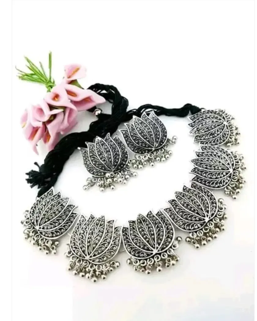 Combo Of 2 Silver-Plated Stone Studded & Beaded Jewellery Set