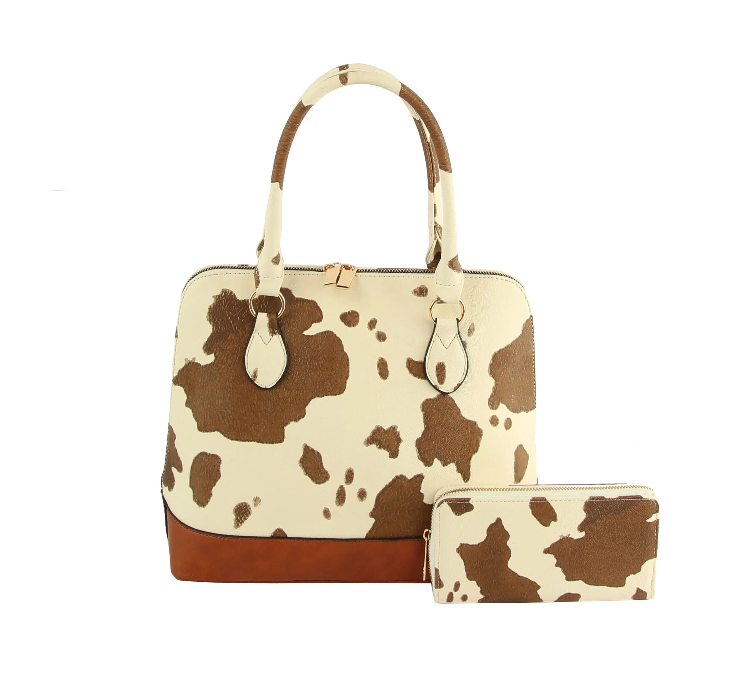 Cow Leo Print Women Satchel Top Handle Bag