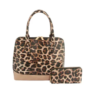 Cow Leo Print Women Satchel Top Handle Bag