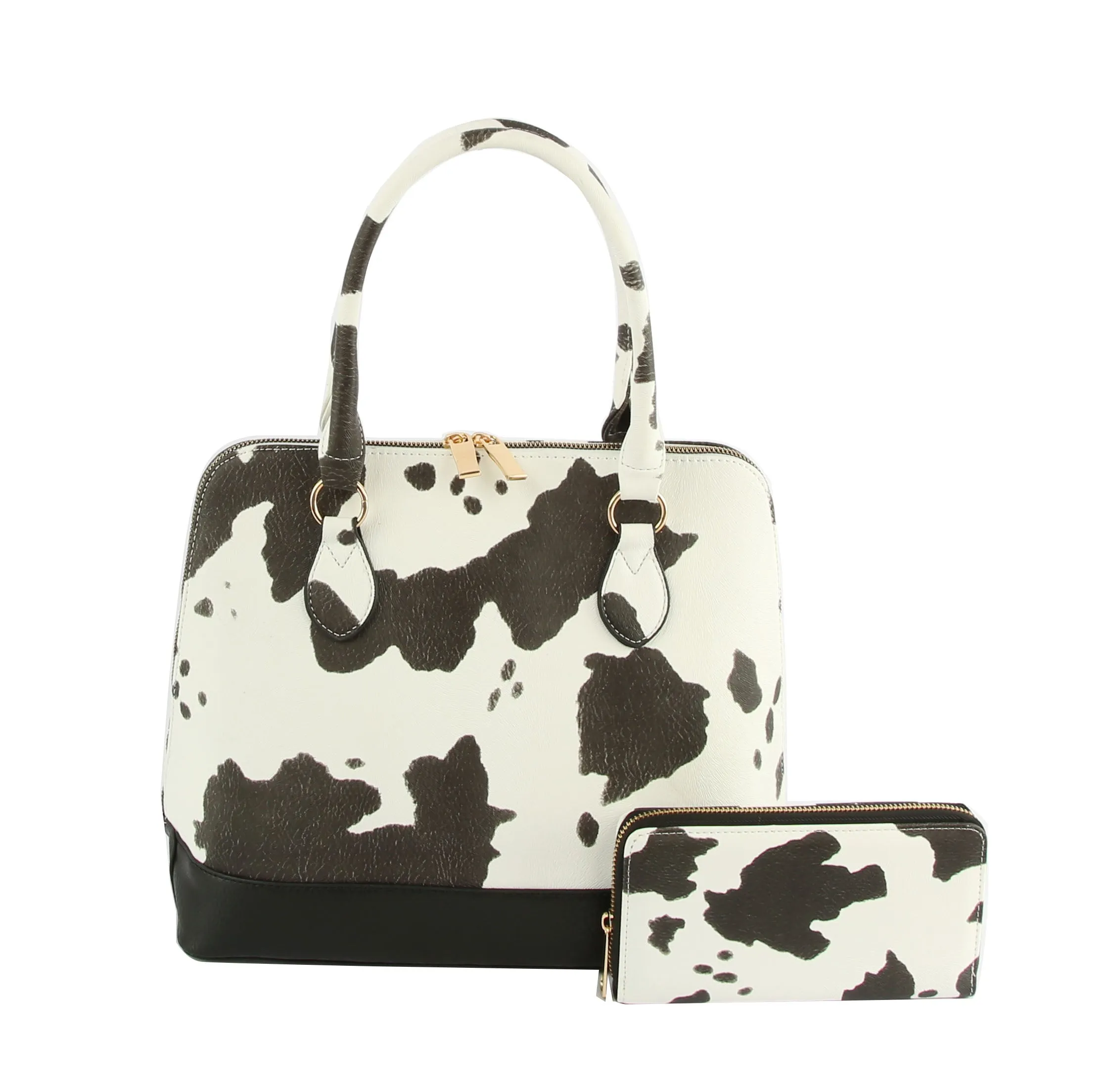 Cow Leo Print Women Satchel Top Handle Bag