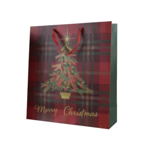 Decoris 48cm Red Tartan Paper Giftbag