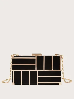 Elegant, Exquisite Mini Crossbody Bag Two Tone Geometric Pattern