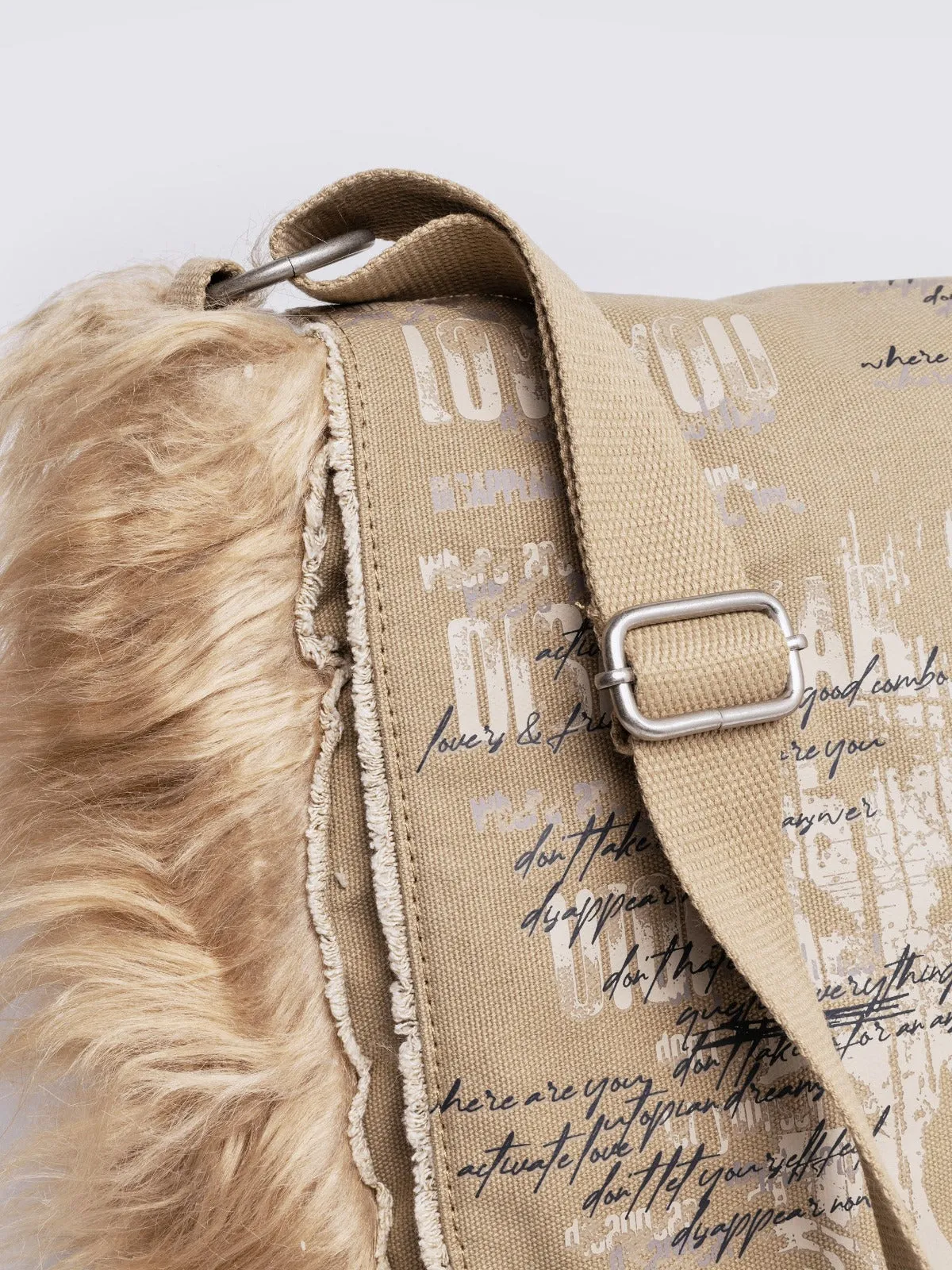 Fluffy Canvas Messenger Bag