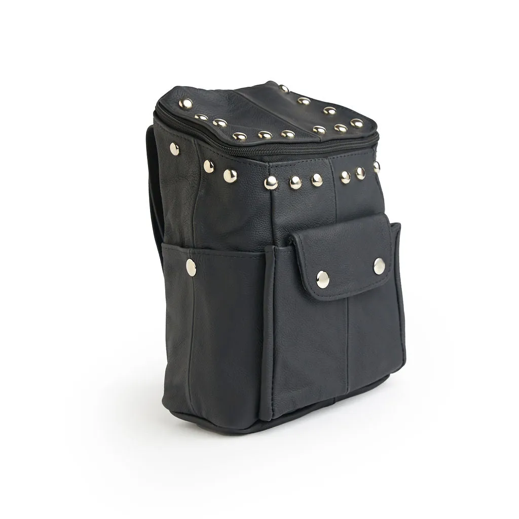 Genuine Leather Hip Backpack with Studs