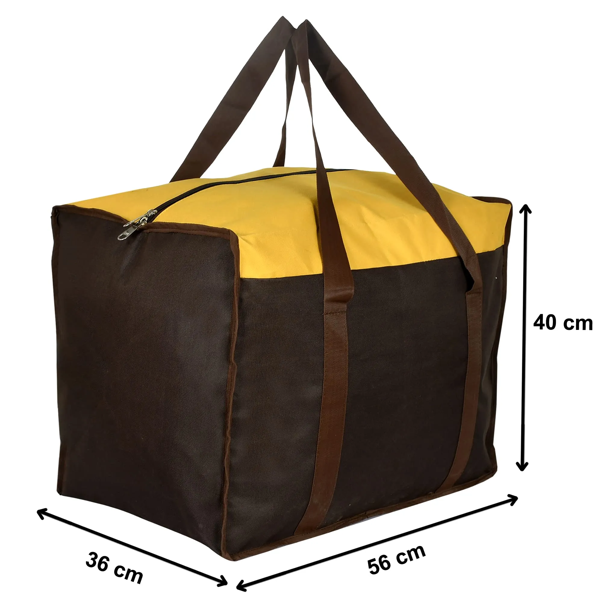 Heart Home Canvas Foldable Shopping Bag for Ladies|Travel Tote Bag|Grocery Bag For Daily Use (Brown & Yellow)