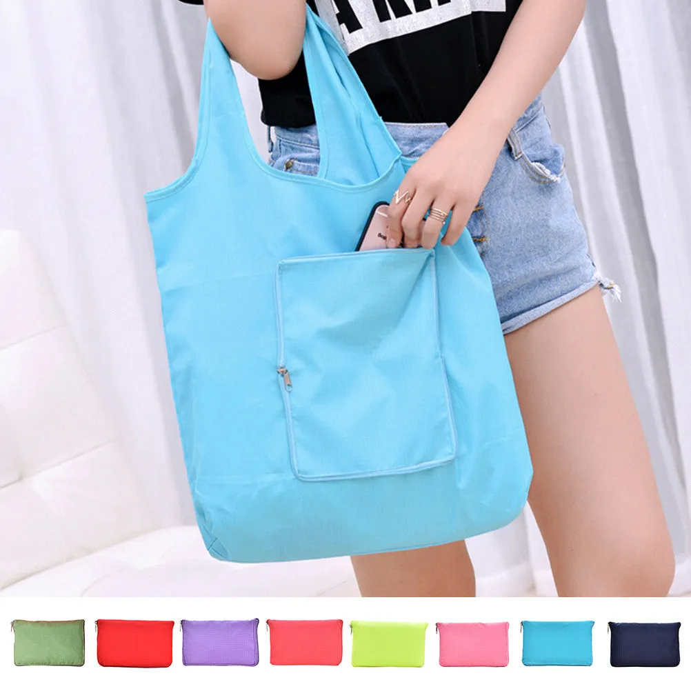 Hot Sale New Fashion Foldable Shopping Bag reusable grocery bags Durable Multifunction HandBag Travel Home Storage Bag 8 Colors