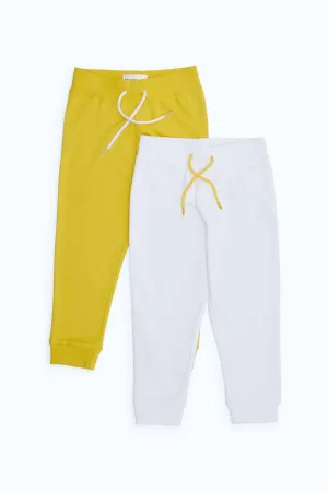 Infant Boys White And Mustard Track Pants (Pack of 2)