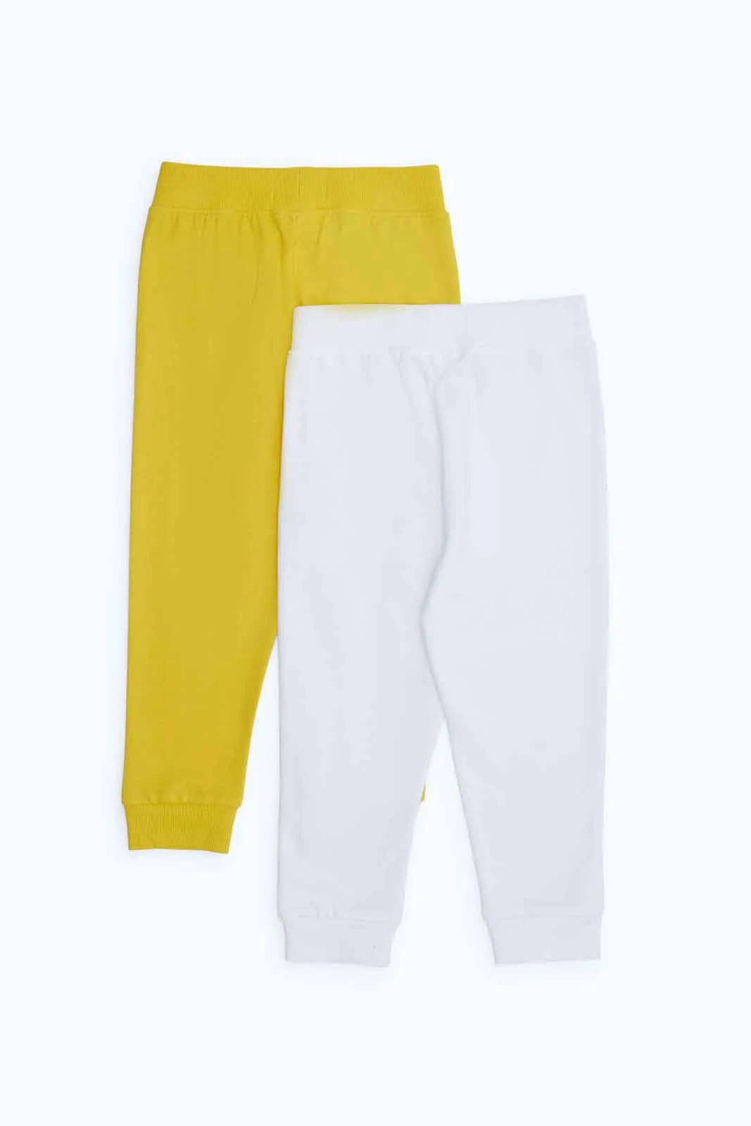 Infant Boys White And Mustard Track Pants (Pack of 2)