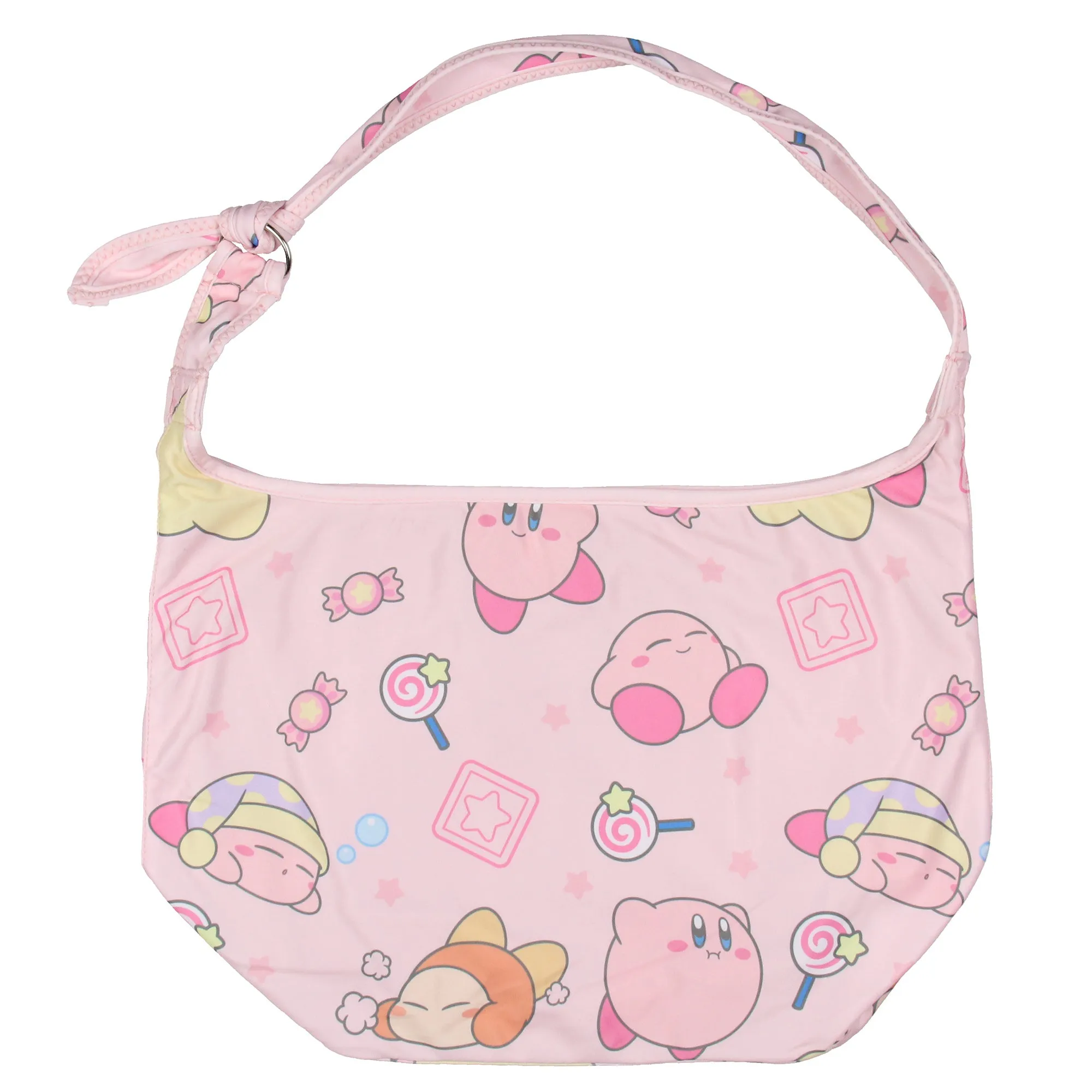 Kirby Pink Puffball Character And Snack Shoulder Crossbody Hobo Bag