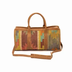 KRAUS- KILIM &  LEATHER TRAVEL BAG