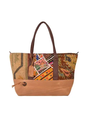 KREW - KILIM & LEATHER PATCHWORK BAG