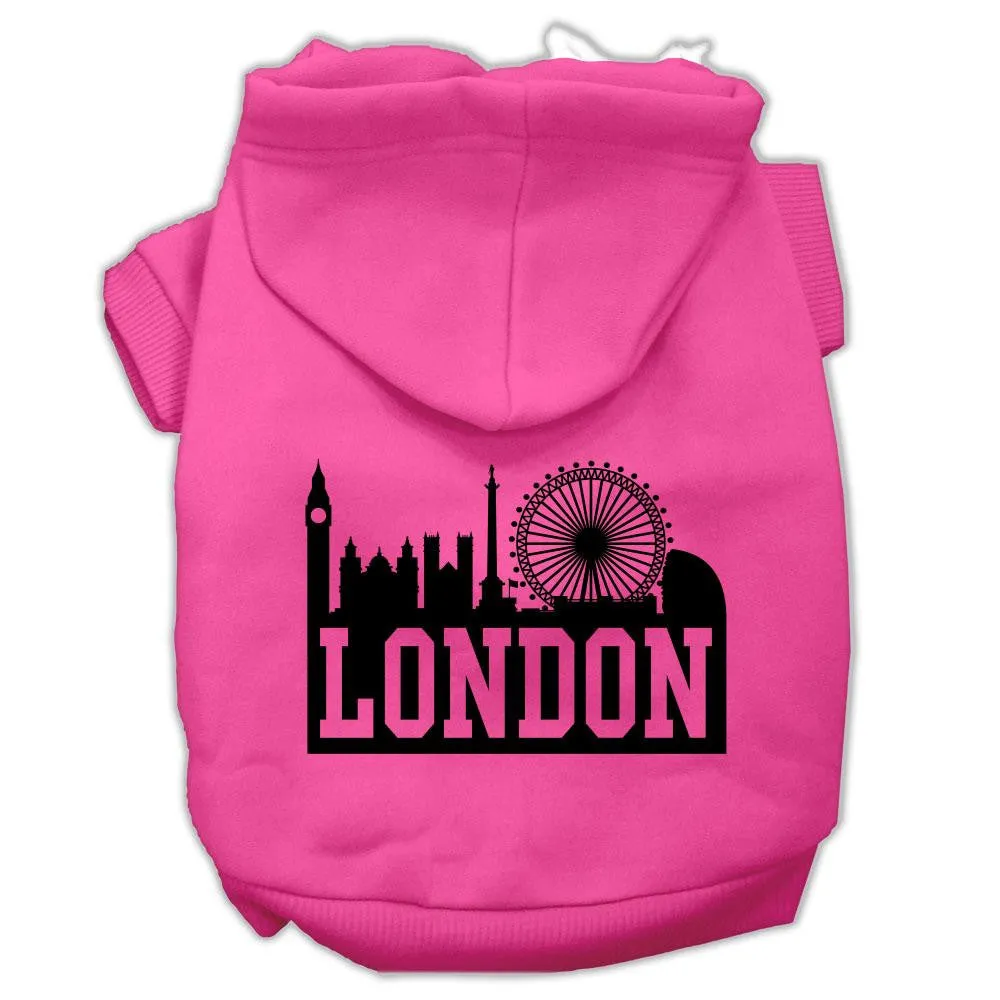 London Skyline Screen Print Pet Hoodies Bright Pink Size XXL (18)