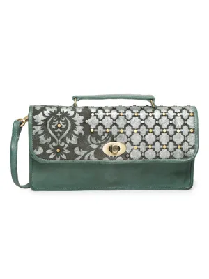 LUMINOSA: Emerald Green Leather Crossbody Bag by Art N Vintage