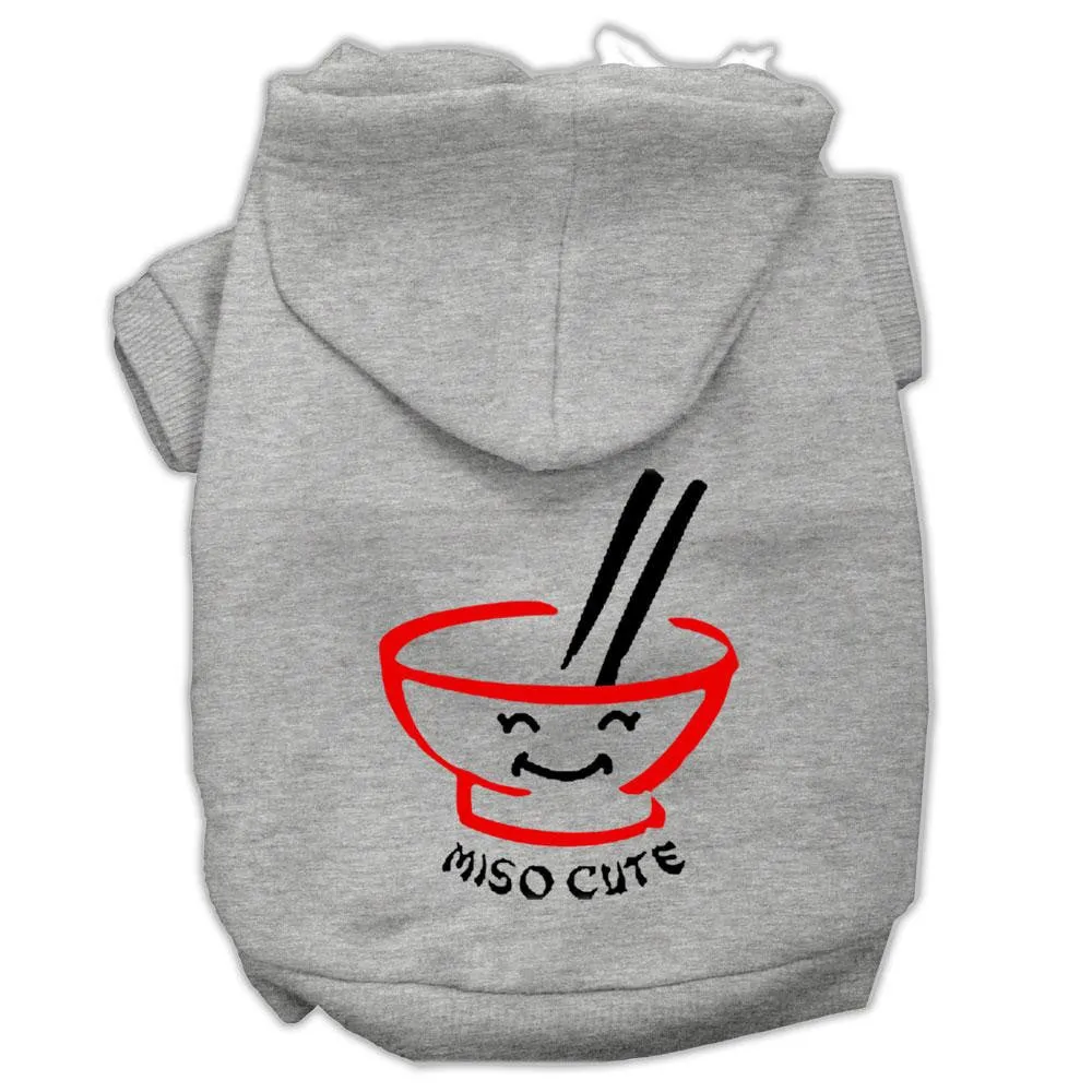 Miso Cute Screen Print Pet Hoodies Grey Size Sm (10)