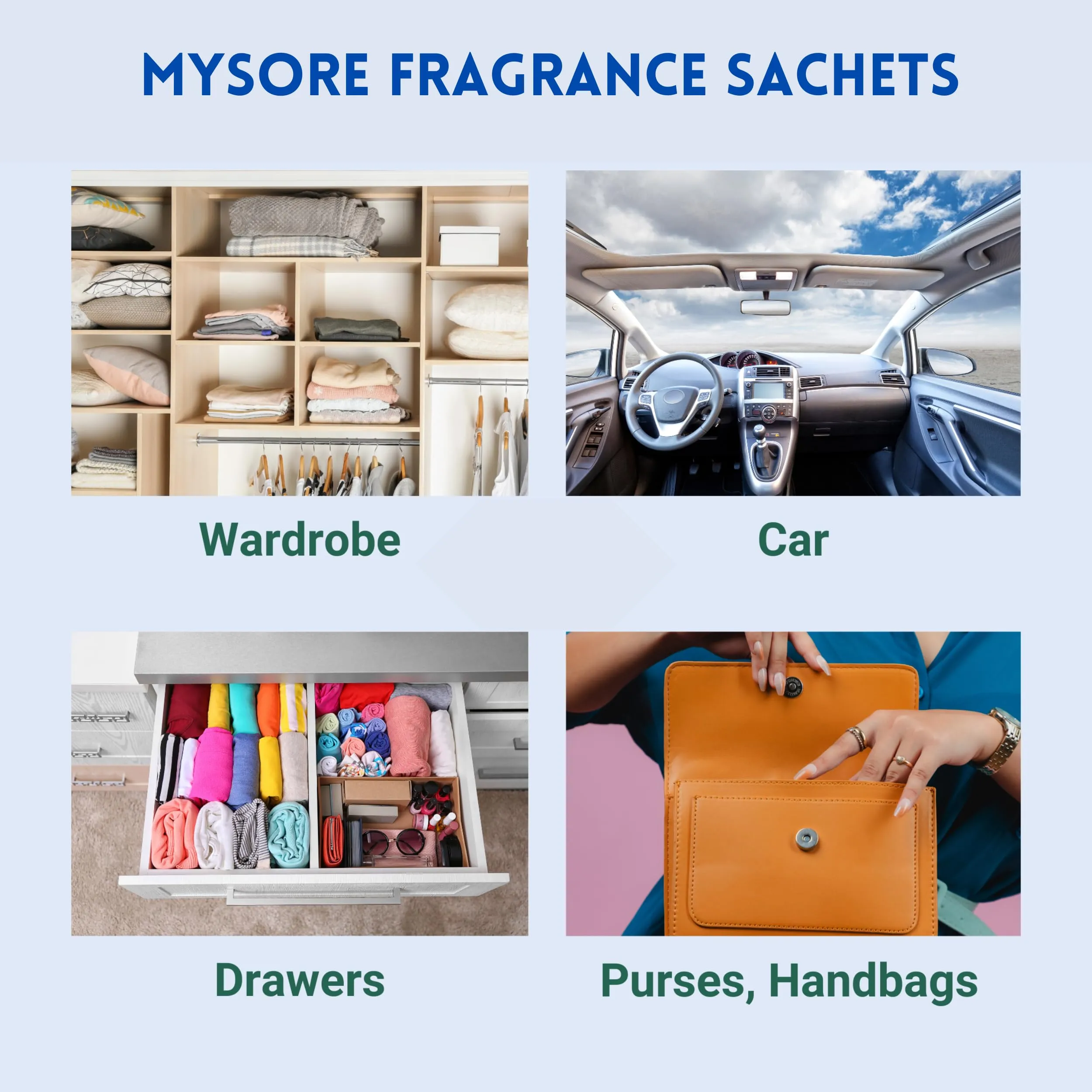 Mysore Rose Fragrance Sachets (Pack of 6) | Premium Eco-Friendly Freshness for Wardrobes, Closets, Drawers, Purses, Handbags, Clothes, Sarees, Dresses