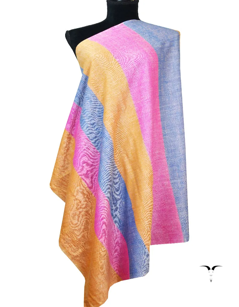 Orange, Pink & Blue Striped Pashmina Shawl 7026