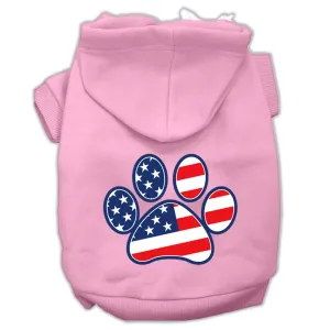 Patriotic Paw Screen Print Pet Hoodies Light Pink Size L (14)