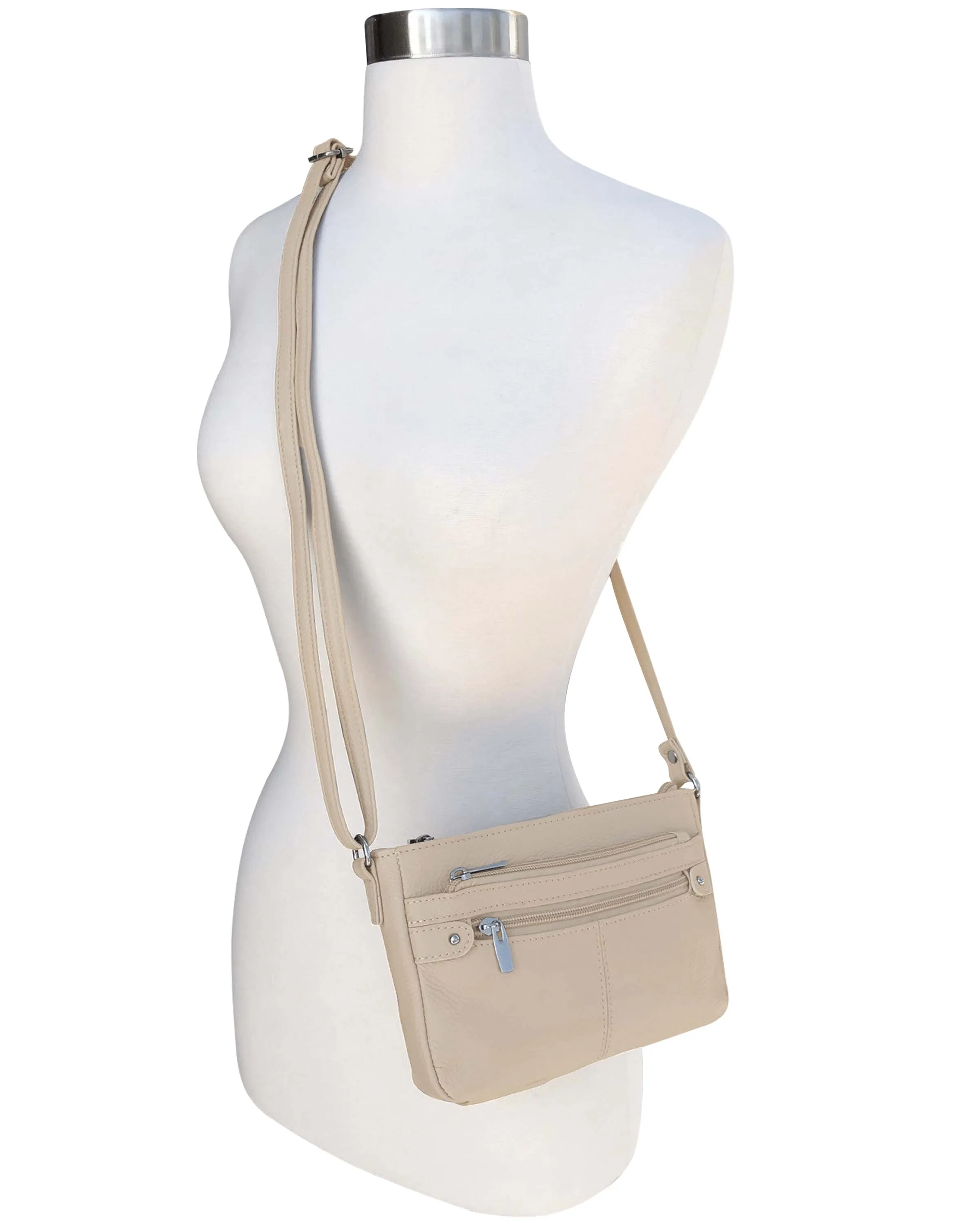 Perfect Size Leather Crossbody Bag with Multi Pockets