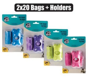 Pet dog clean-up bags holder 2x20's Blue