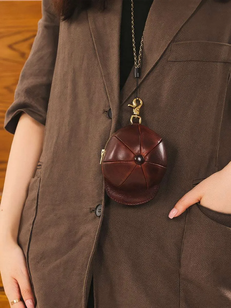 Retro Handmade Cap Shape Leather Pouch