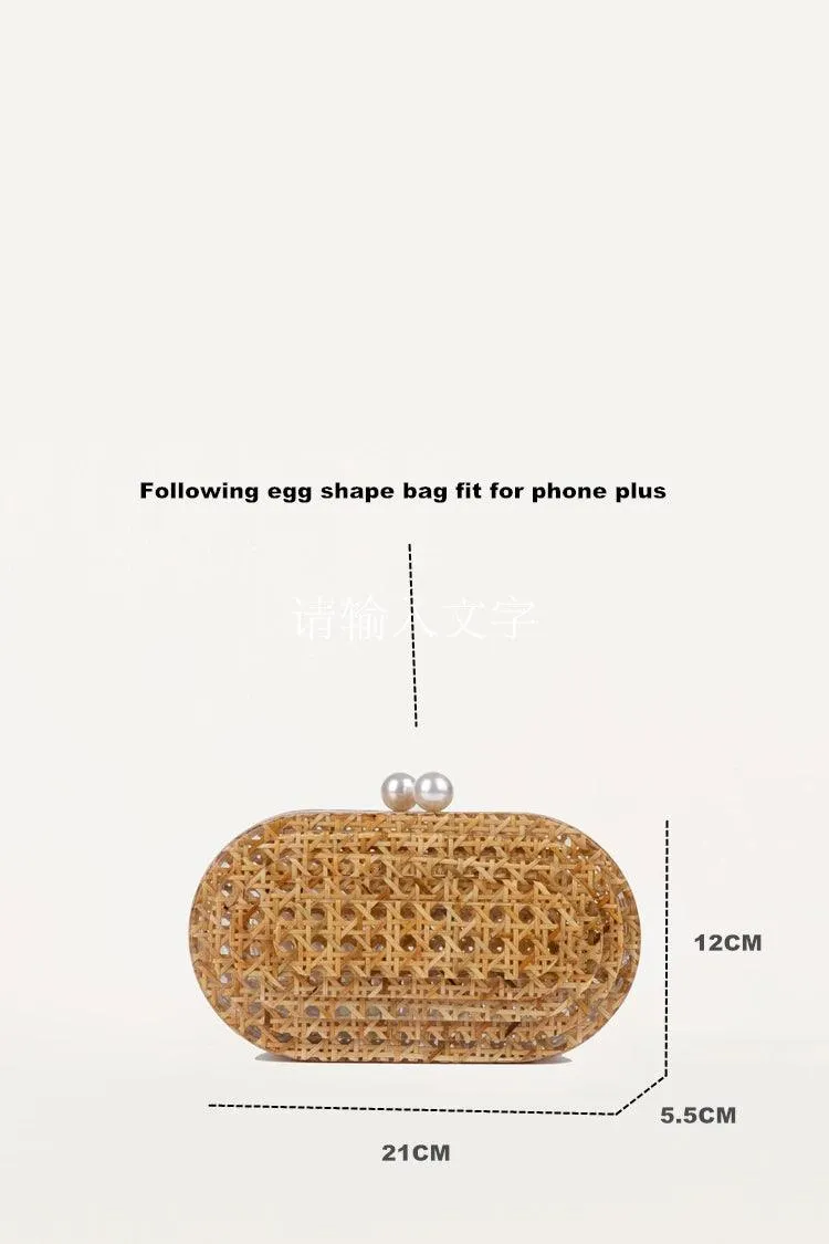 Rhoda Egg Rattan Clutch Bag