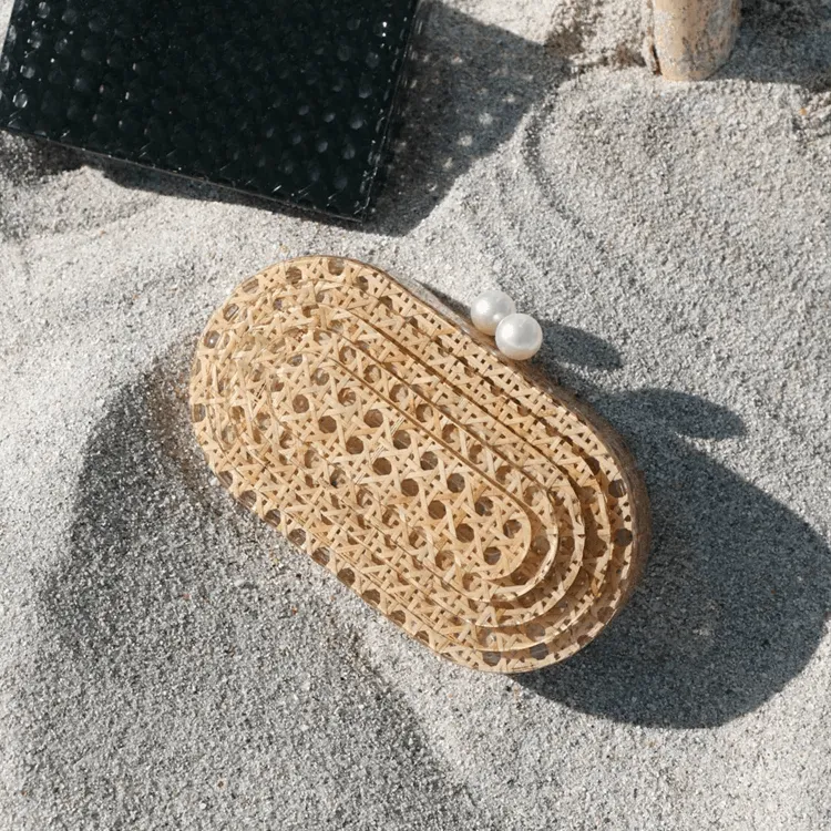 Rhoda Egg Rattan Clutch Bag