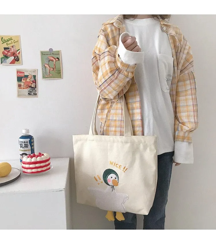 Shoppu Duck Canvas Tote Bag