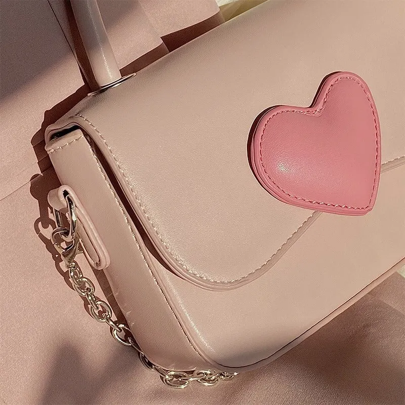 Small Pink Heart Shoulder Bag - Fashionable Women's Tote Purse